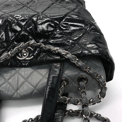 Chanel Glazed Calfskin Lambskin Quilted Portobello Tote Black Grey 11 of 11