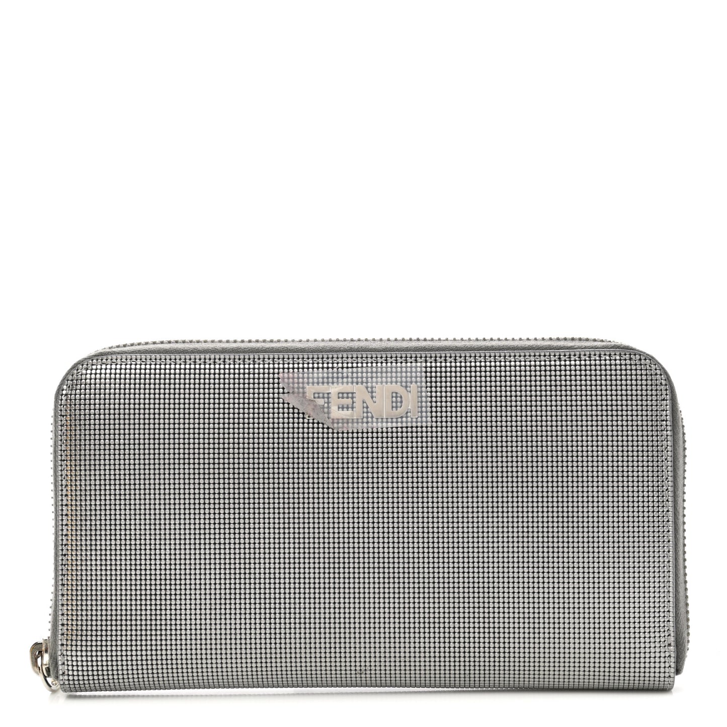 Vitello Lampo Zip Around Wallet Argento