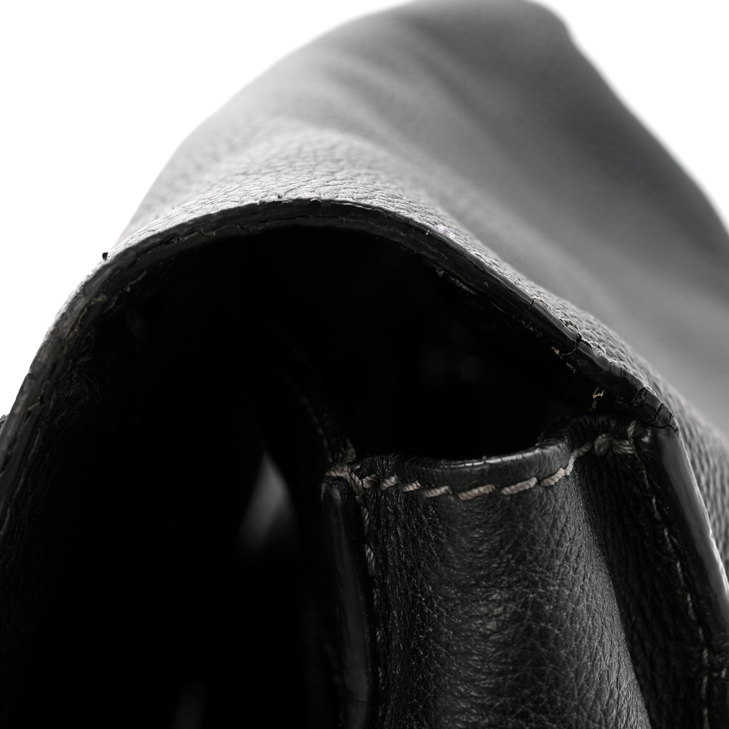 Grained Calfskin Medium Marcie Saddle Bag Black