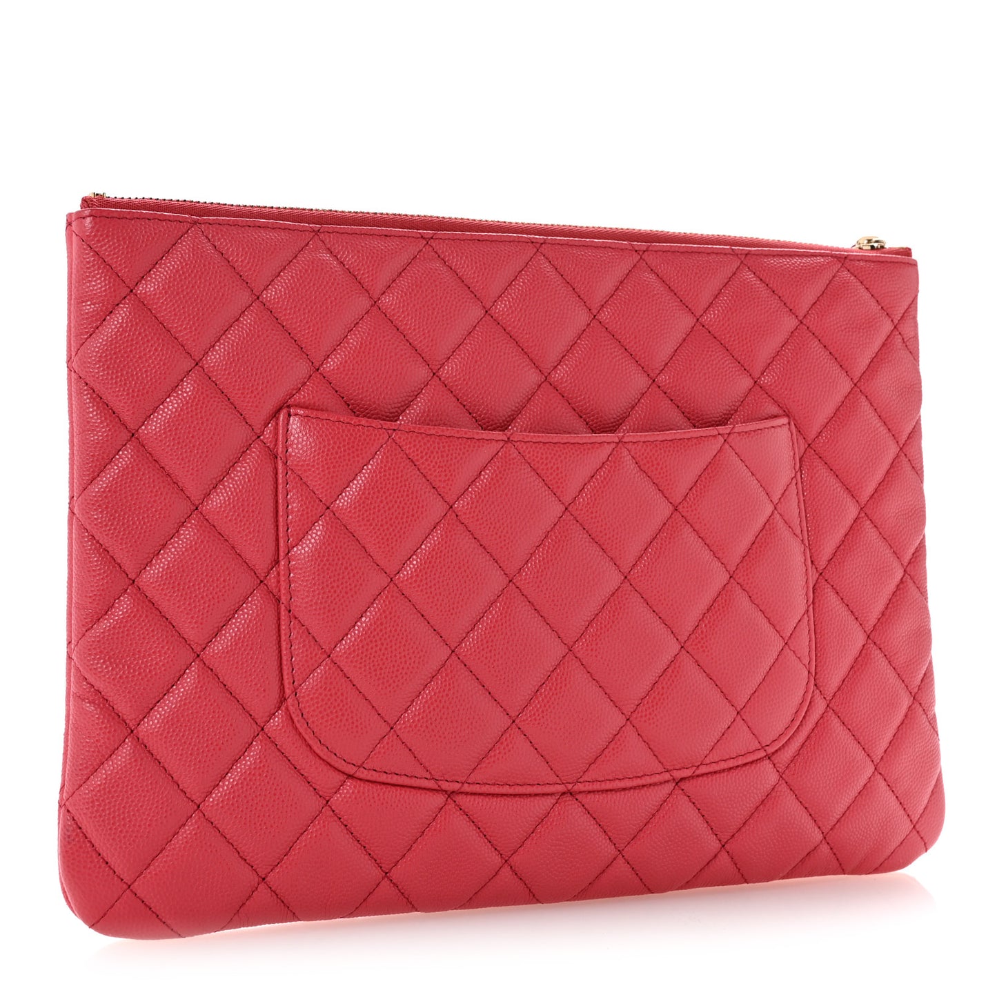 Caviar Quilted Medium Cosmetic Case Dark Pink