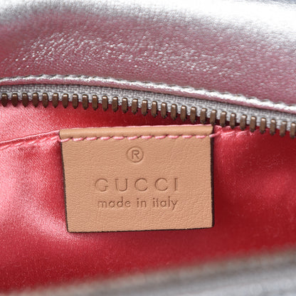 Gucci Metallic Calfskin Matelasse Studded Small Pearly GG Marmont Chain Shoulder Bag Silver 6 of 10