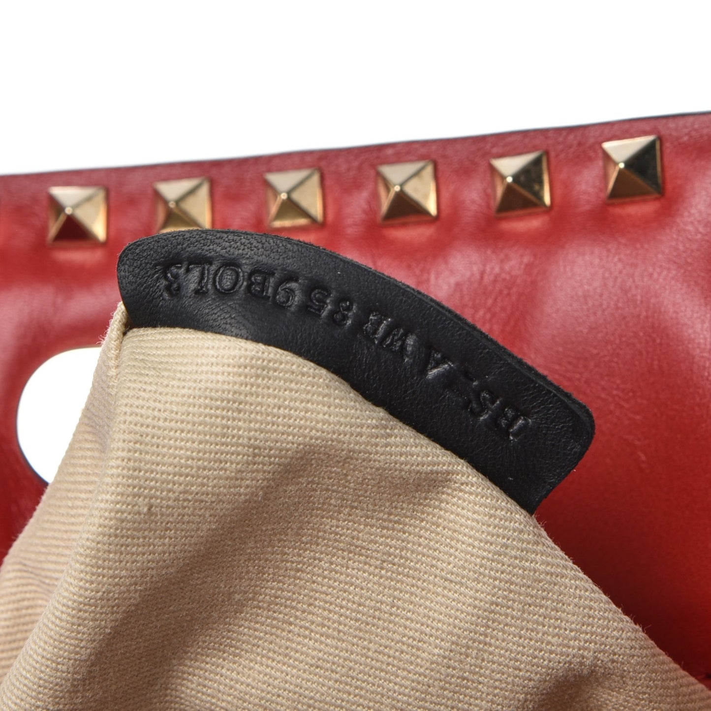 Vitello Rockstud Shoulder Satchel Red