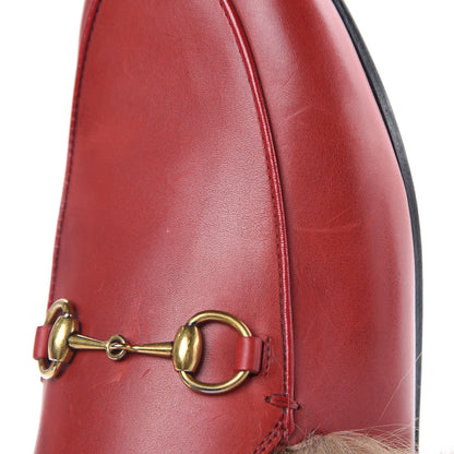Gucci Betis Glamour Calfskin Fur Womens Princetown Slippers 37 Hibiscus Red Naturale 10 of 13