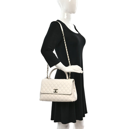 Chanel Caviar Quilted Small Coco Handle Flap White 2 of 9