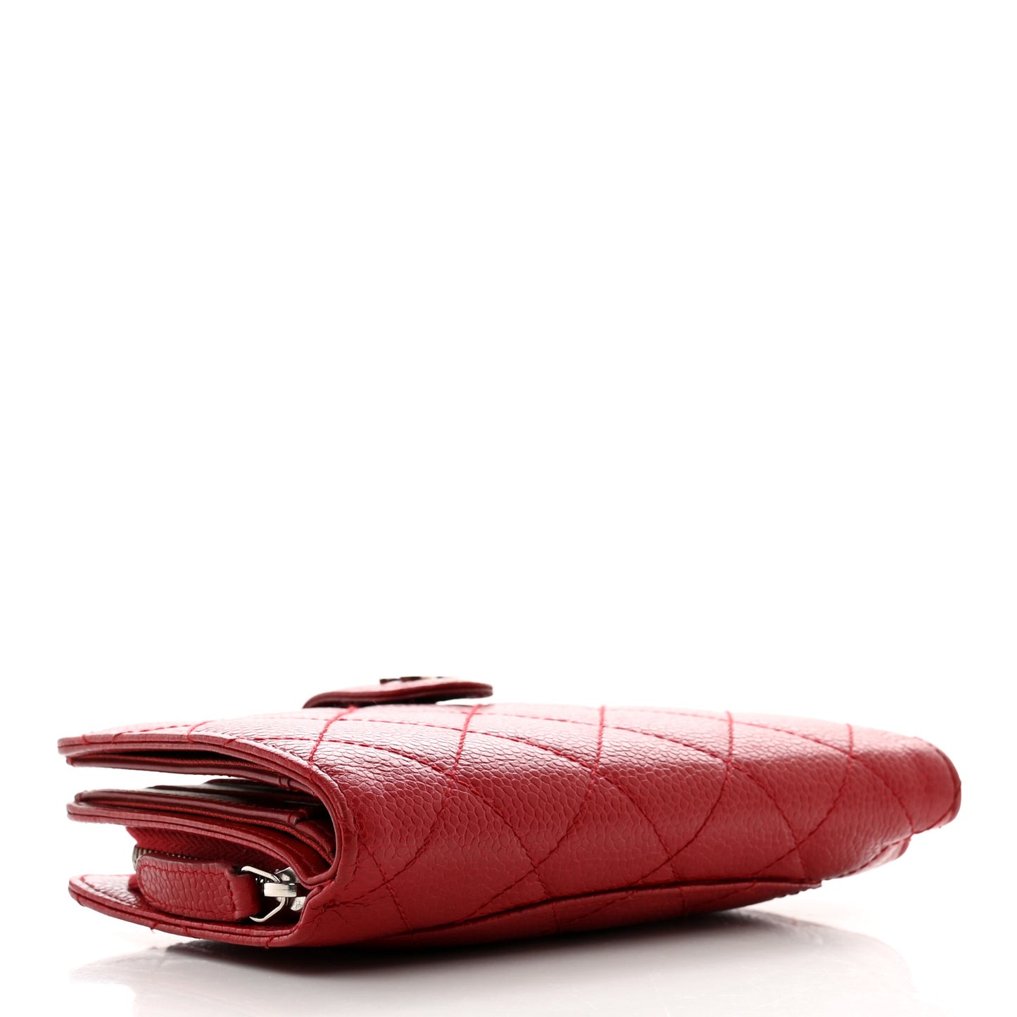 Caviar Quilted Zipped Pocket Wallet Red