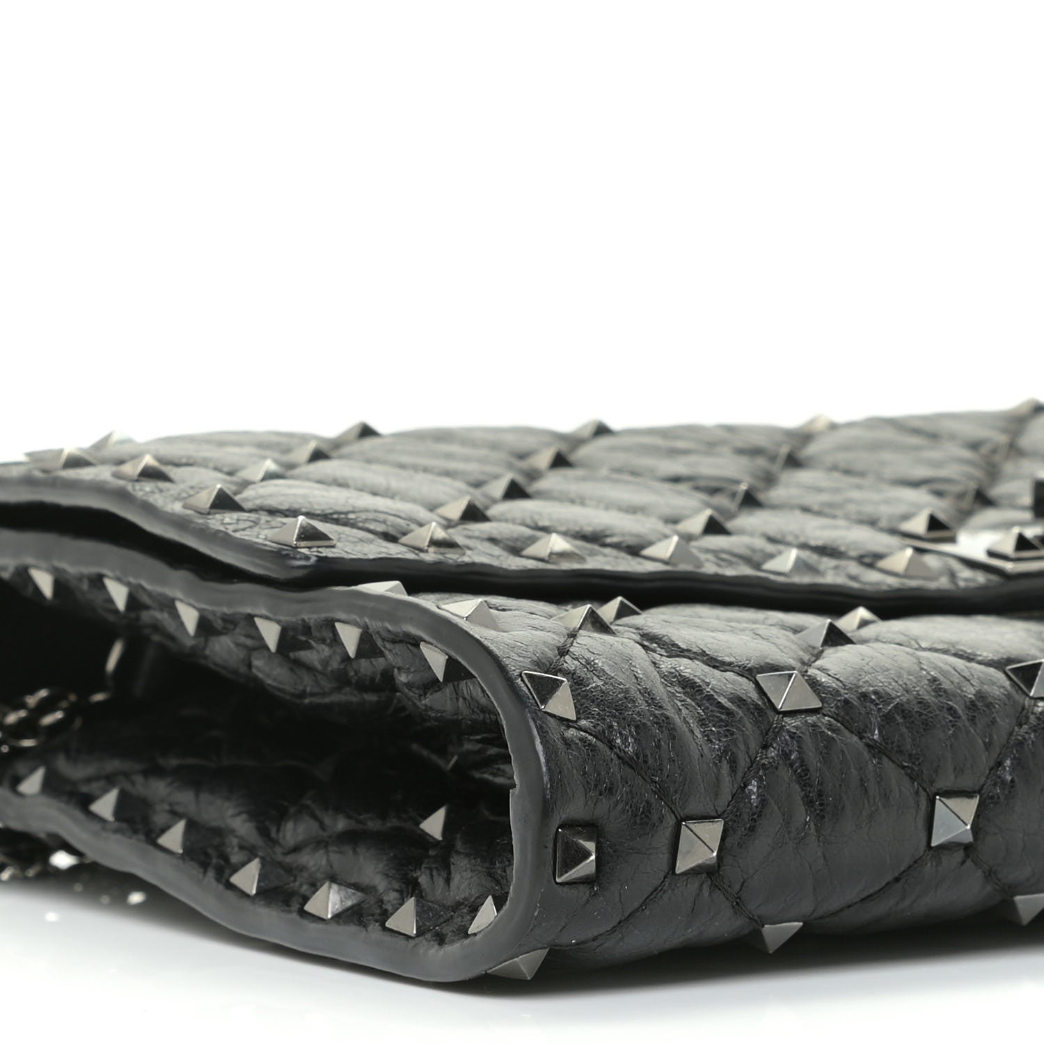 Valentino Garavani Lambskin Rockstud Spike Wallet on Chain Black 5 of 10