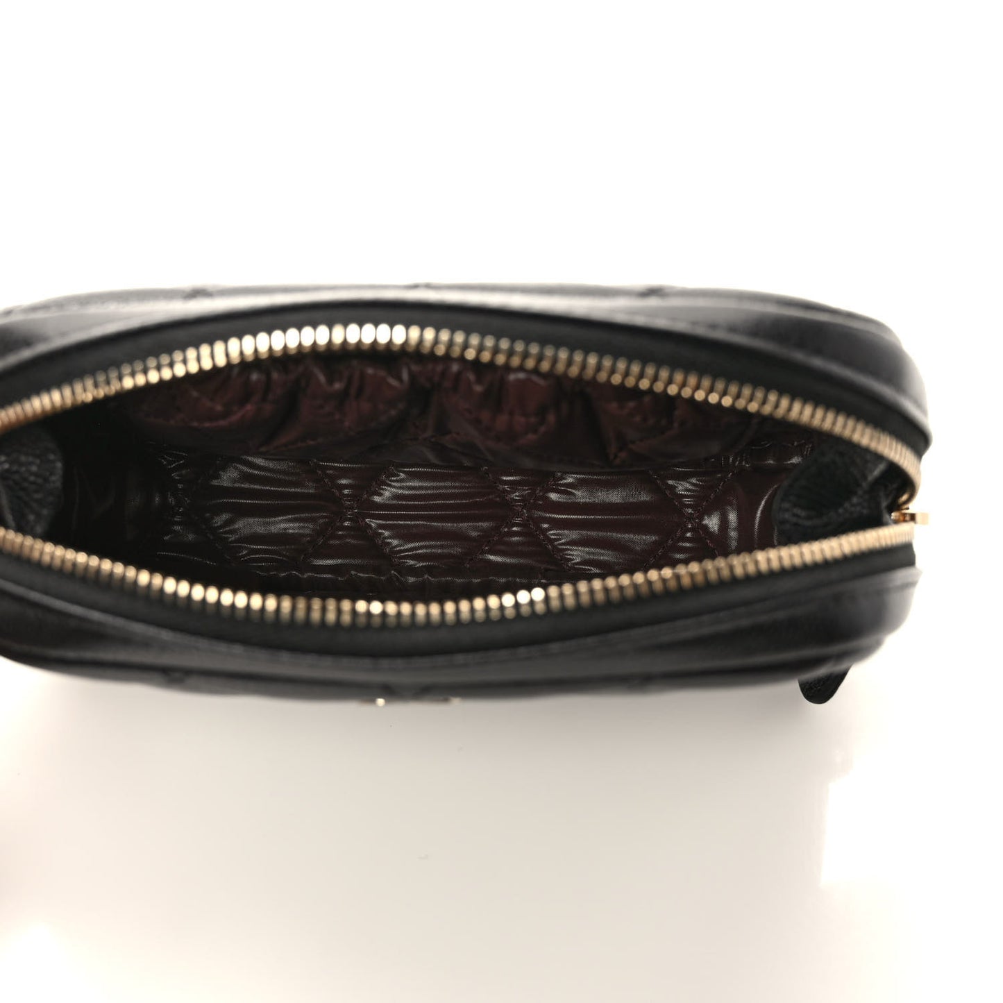 Caviar Quilted Small Curvy Pouch Cosmetic Case Black