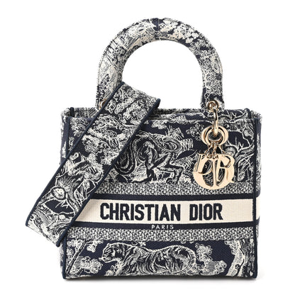 Christian Dior Toile de Jouy Embroidered Medium Lady D-Lite Blue 1 of 10