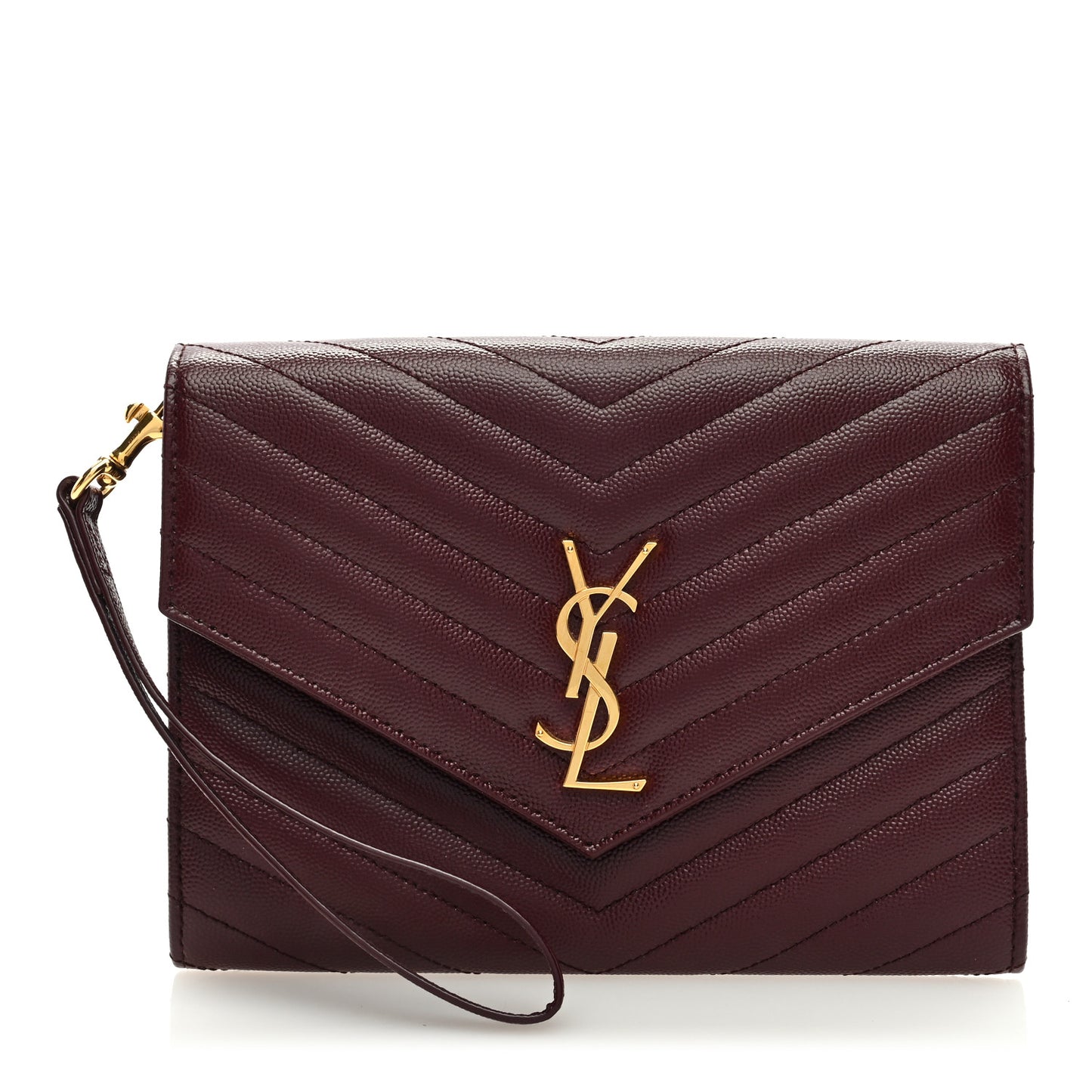 Grain De Poudre Matelasse Chevron Monogram Envelope Clutch Rouge Legion