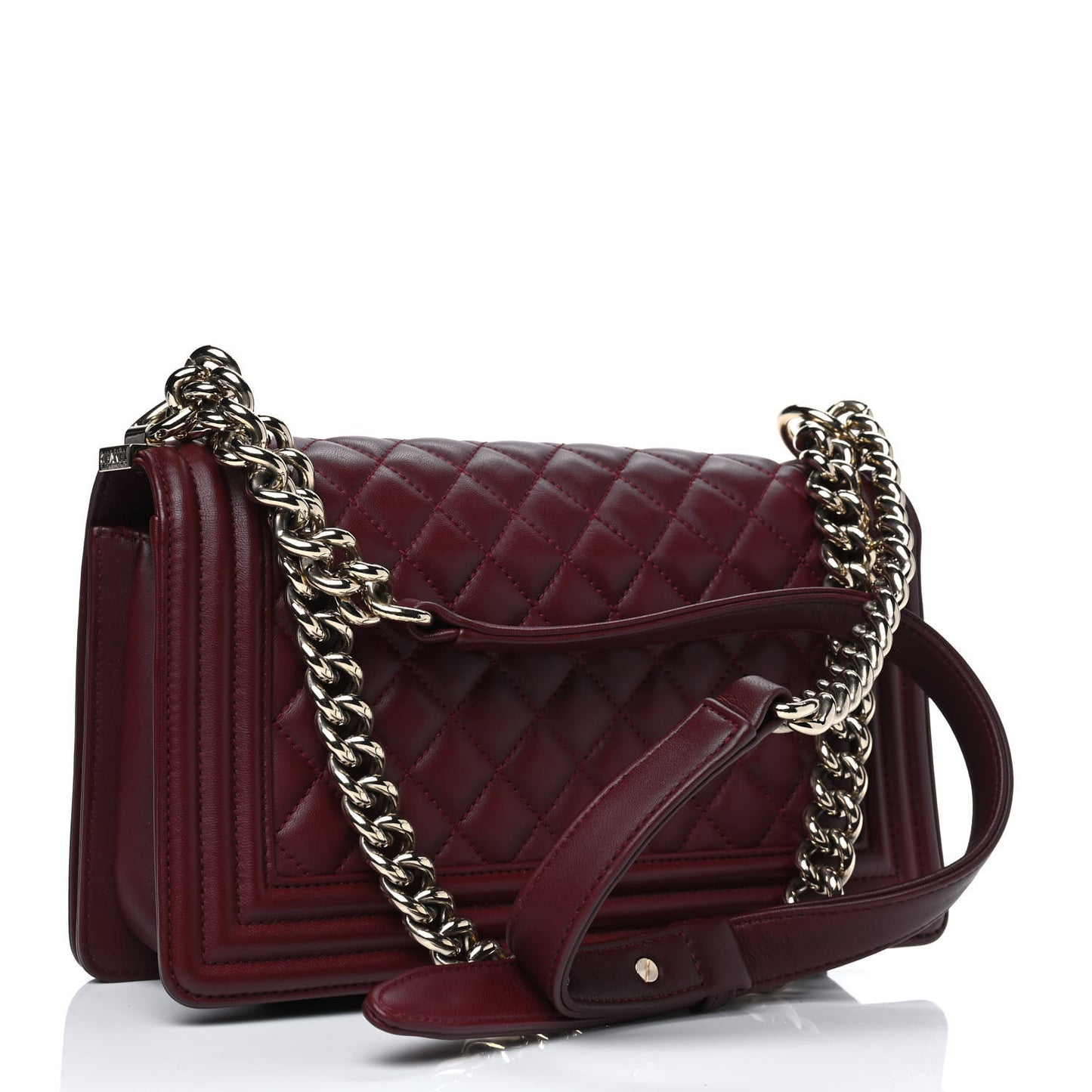 Lambskin Quilted Medium Boy Flap Burgundy