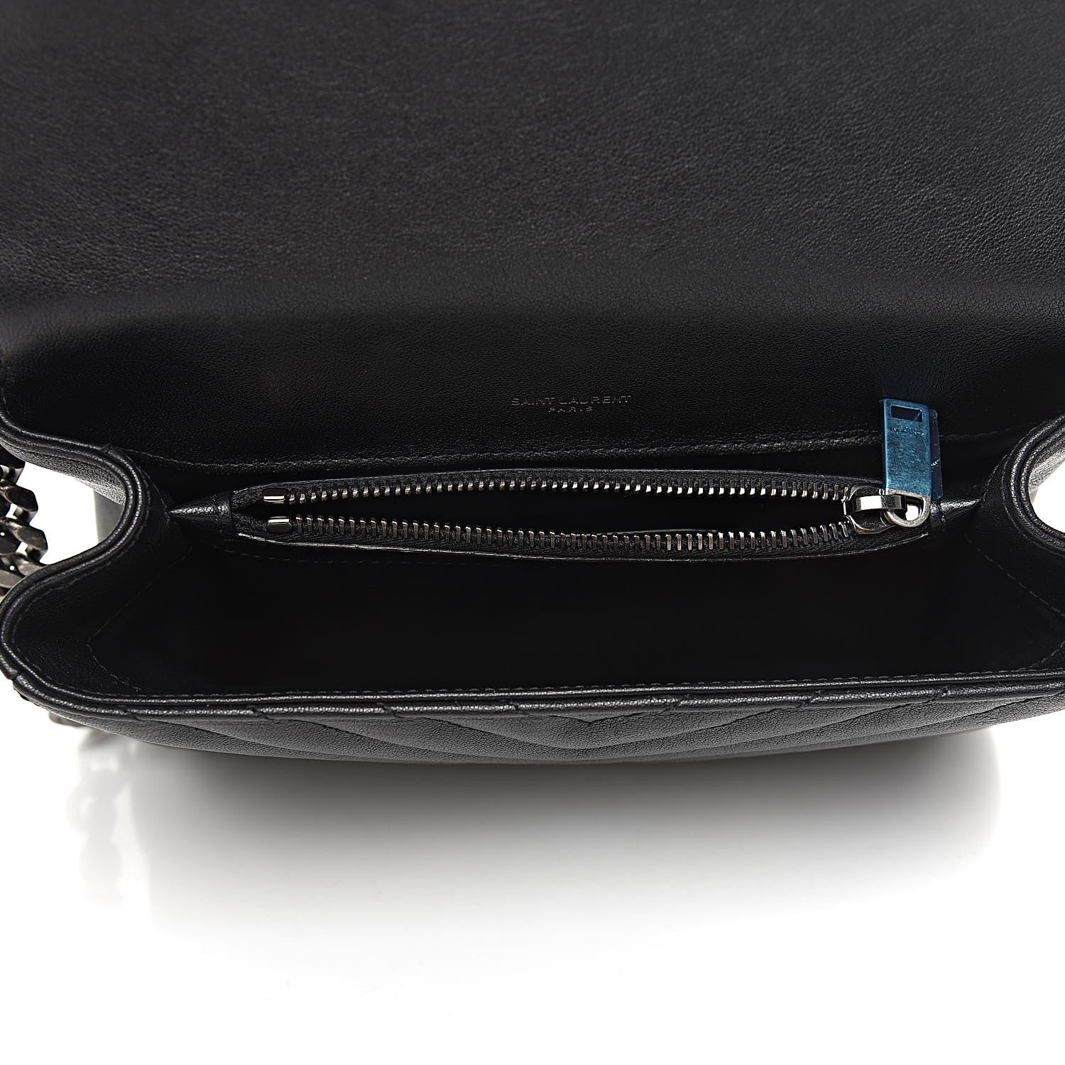 Saint Laurent Sheepskin Matelasse Chevron Monogram Medium College Bag Black 5 of 10