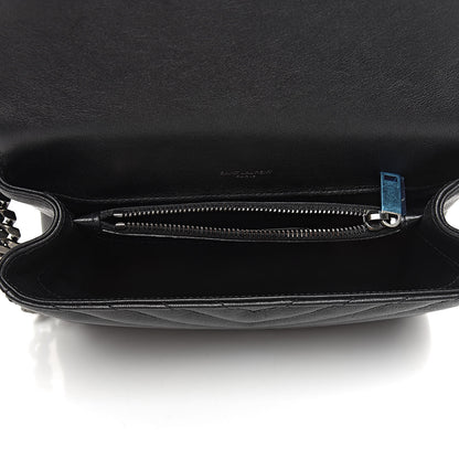 Saint Laurent Sheepskin Matelasse Chevron Monogram Medium College Bag Black 5 of 10