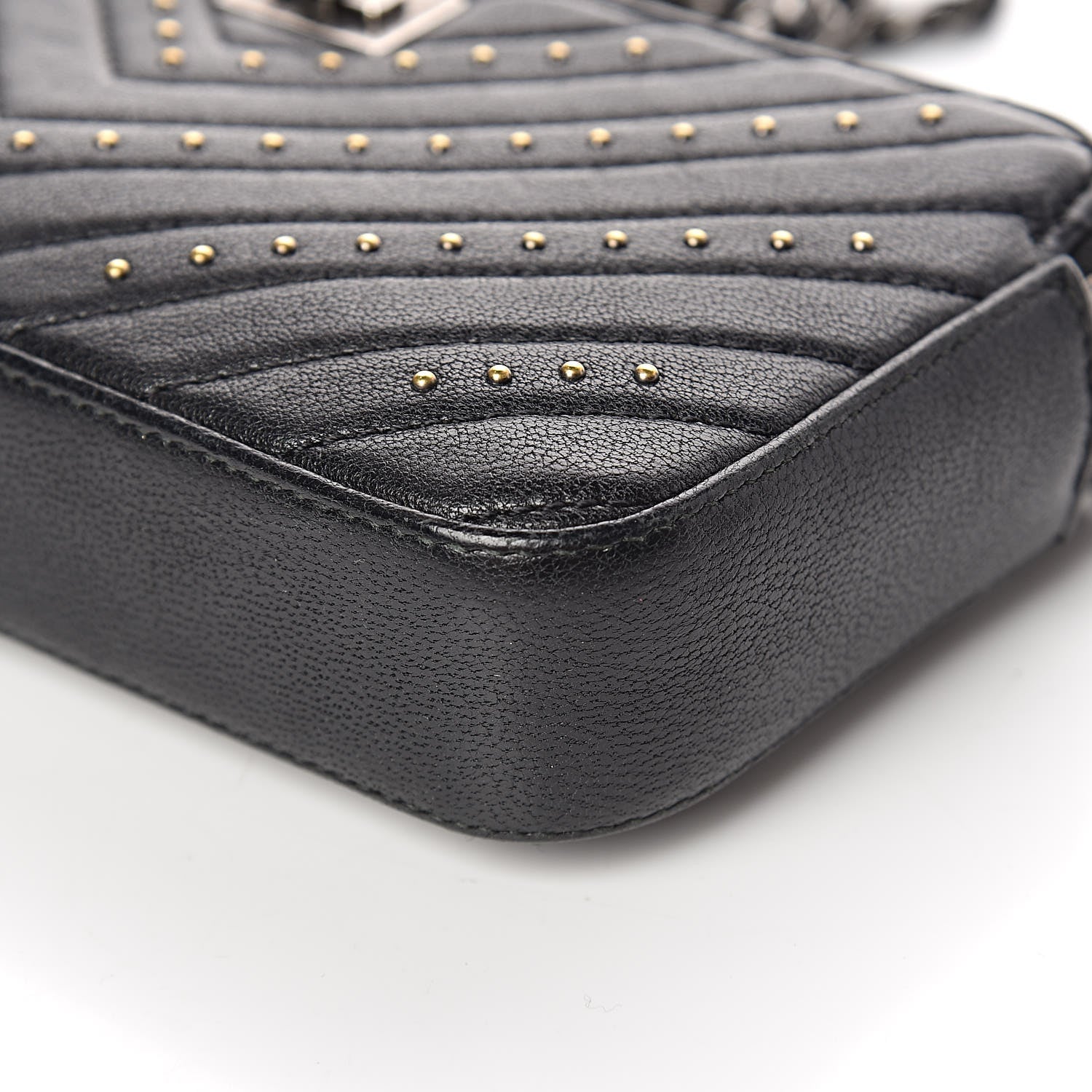Chanel Sheepskin Chevron Quilted Studded Reissue Small Clutch With Chain Black 6 of 15
