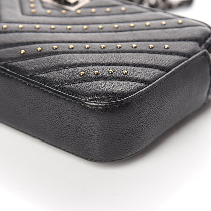 Chanel Sheepskin Chevron Quilted Studded Reissue Small Clutch With Chain Black 6 of 15