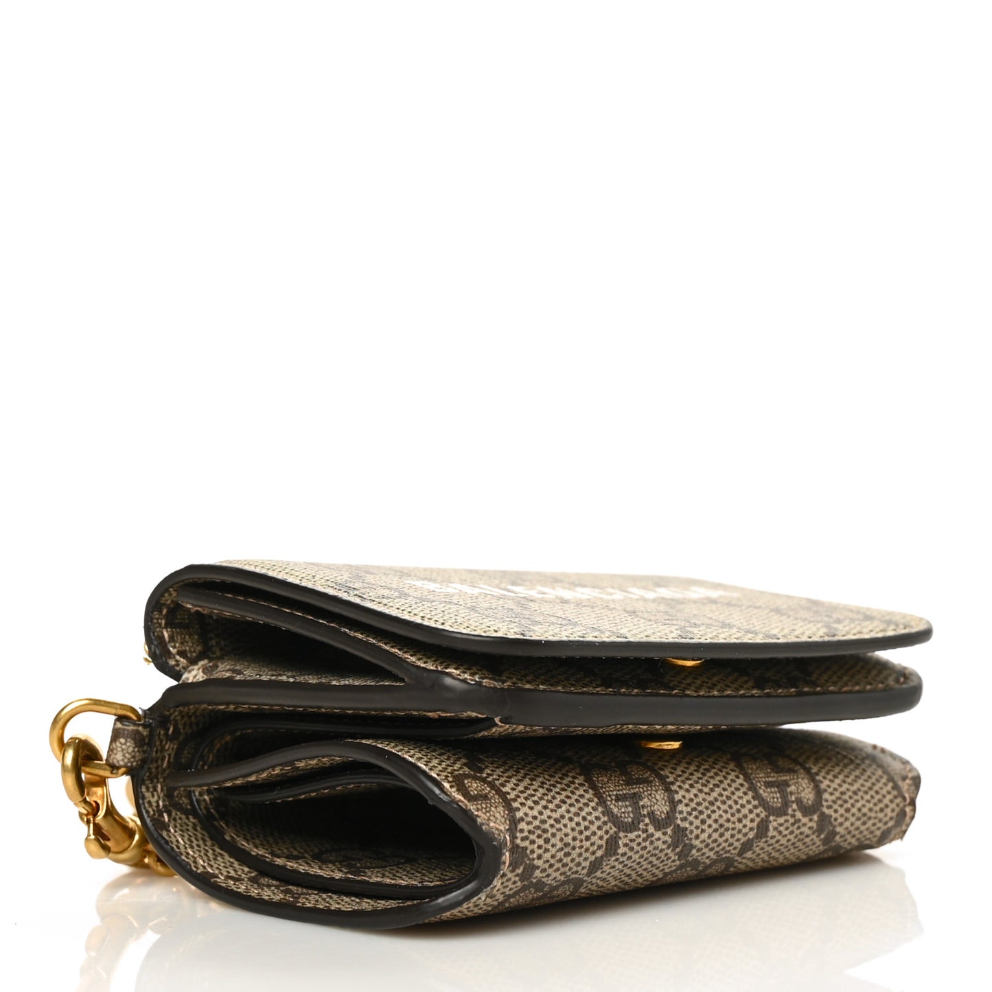 GUCCI X BALENCIAGA GG Supreme Monogram Logo Mini Cash Wallet on Chain Beige Ebony