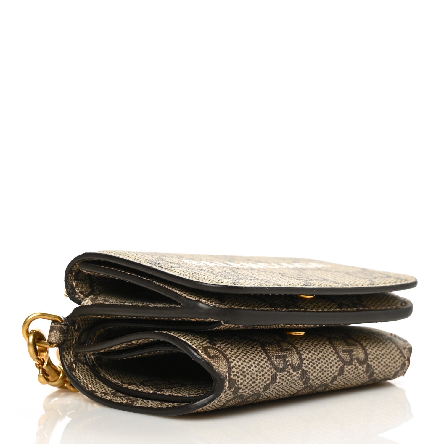 Balenciaga GUCCI X BALENCIAGA GG Supreme Monogram Logo Mini Cash Wallet on Chain Beige Ebony 4 of 6