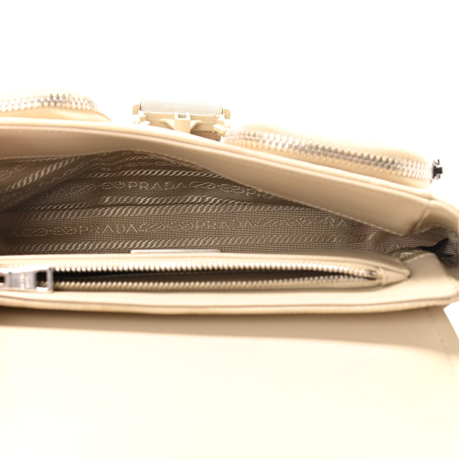 Prada Re-Nylon Spazzolato Double Pocket Buckle Shoulder Bag Deserto 5 of 9