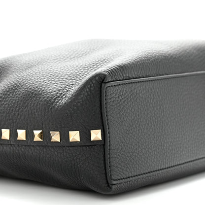 Valentino Garavani Grained Calfskin Small Rockstud Flip Lock Tote Black Rose Quartz 9 of 12