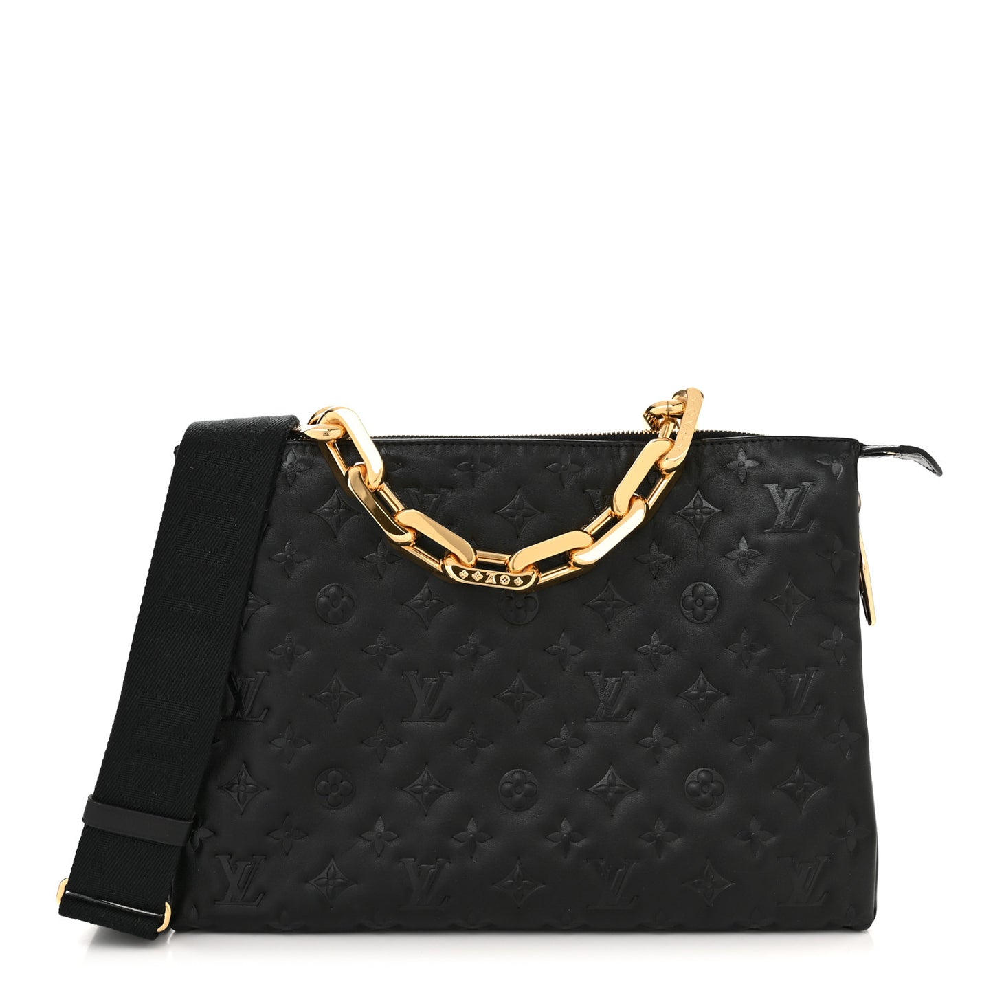 Lambskin Embossed Monogram Coussin MM Black