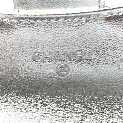Chanel Gradient Metallic Calfskin Quilted Flap Card Holder Wallet Silver Blue Yellow Purple 6 of 8