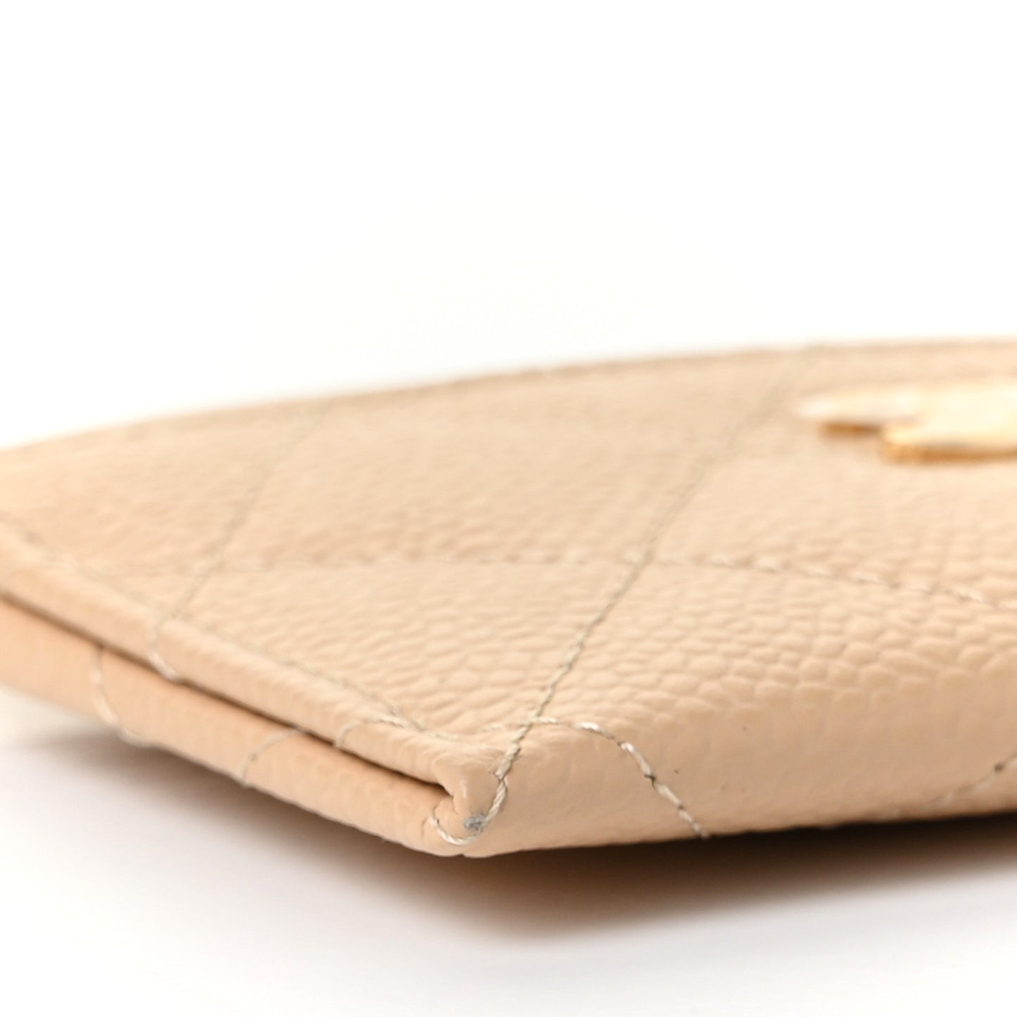 Caviar Quilted Card Holder Beige