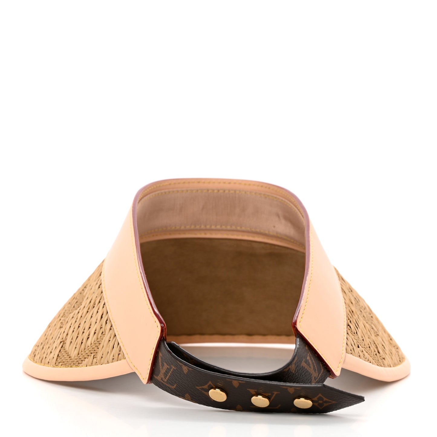 Calfskin Raffia Monogram Strawgram Visor Natural