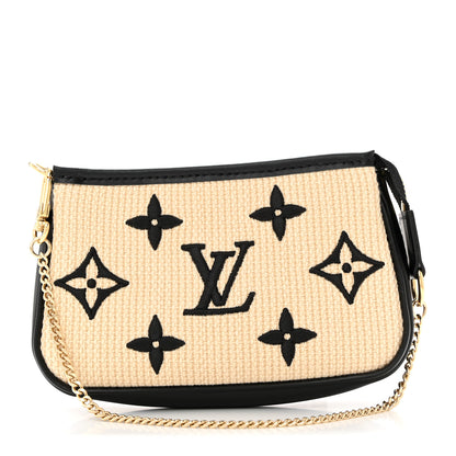 Louis Vuitton Cotton Monogram Giant Mini Pochette Accessories Beige Black 1 of 6
