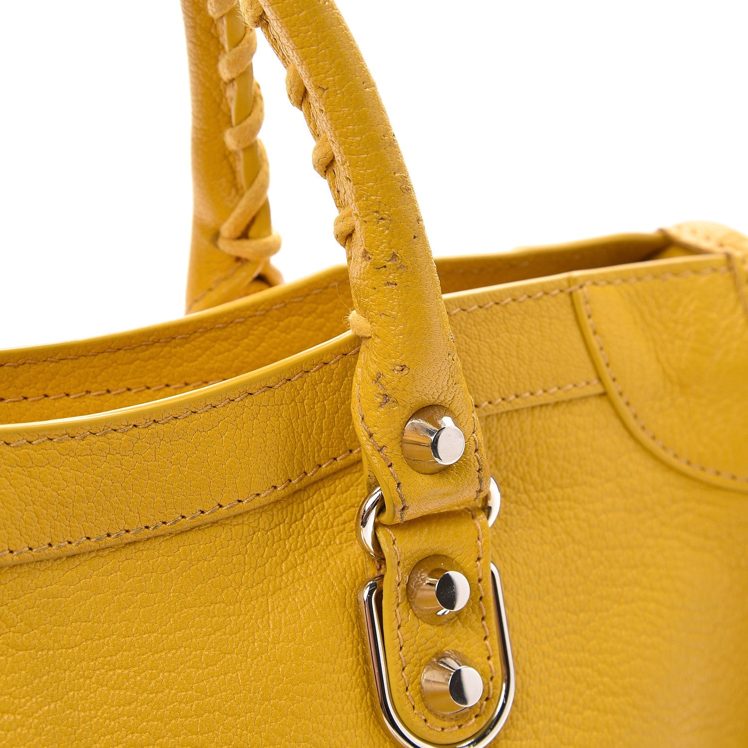 Balenciaga Chevre Silver Metallic Edge Hardware S City Jaune Epi 10 of 12