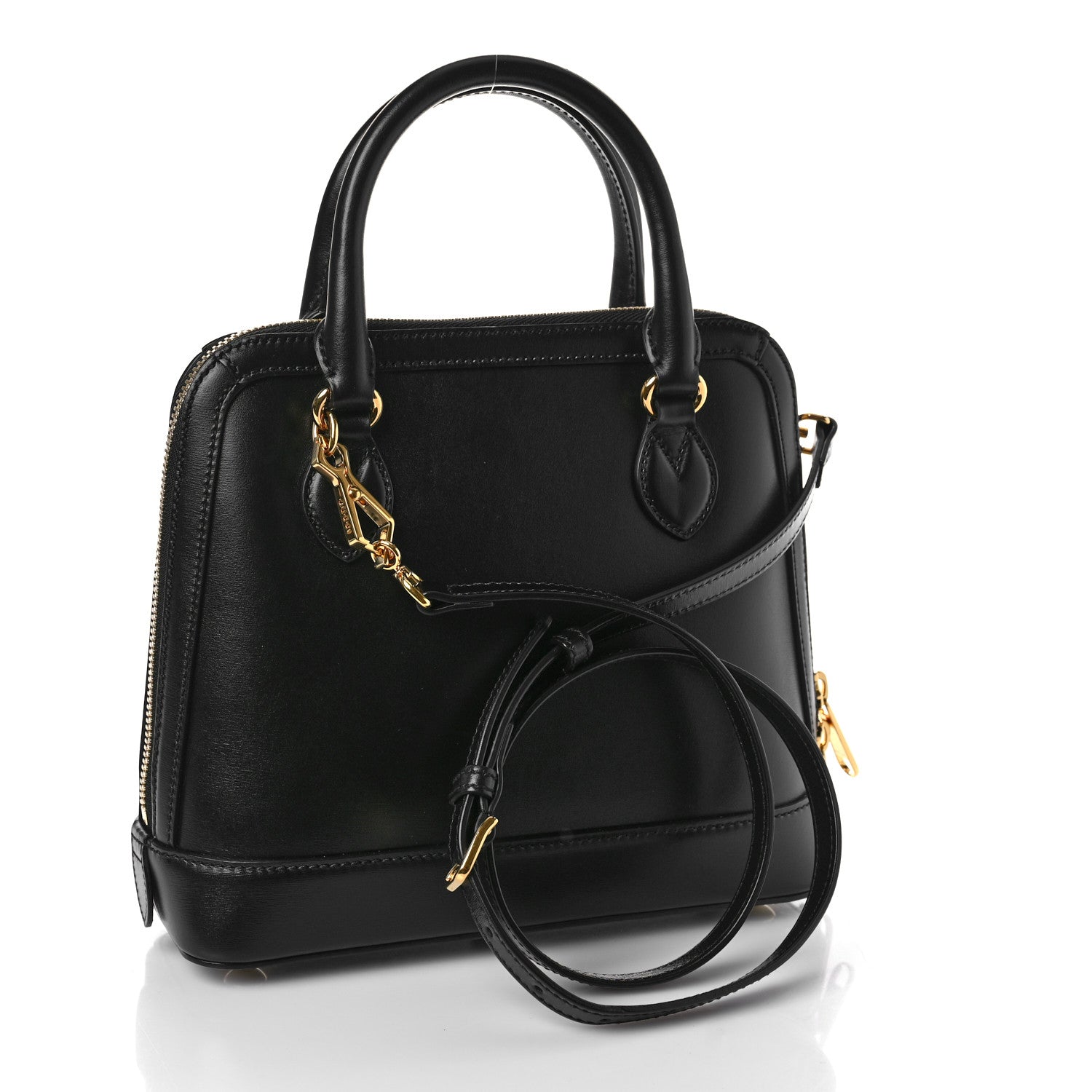 Gucci Boarded Plutone Calfskin Small Horsebit 1955 Top Handle Bag Black 3 of 8