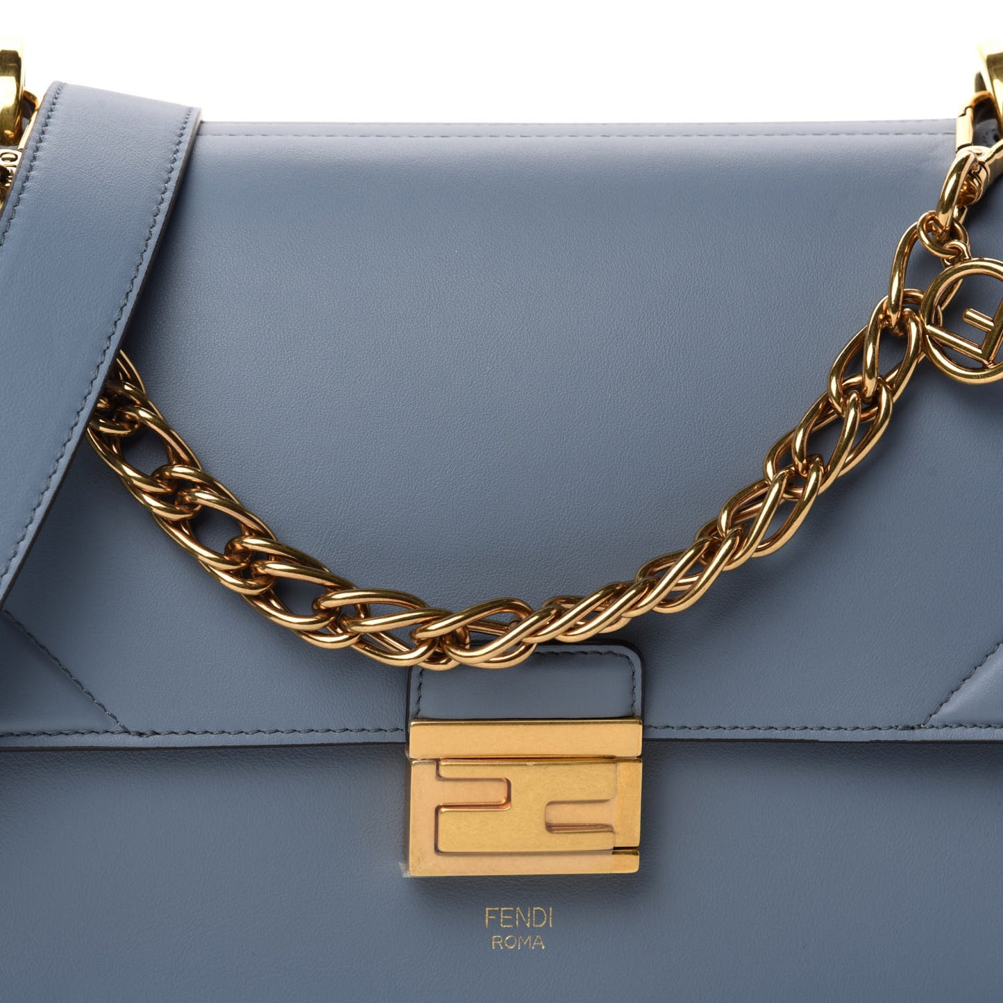 Vitello Grace Matte F is Fendi Kan U Shoulder Bag Azzurro Merlino