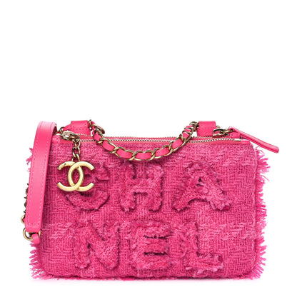 Chanel Wool Tweed Giant Logo Waist Bag Pink 1 of 10