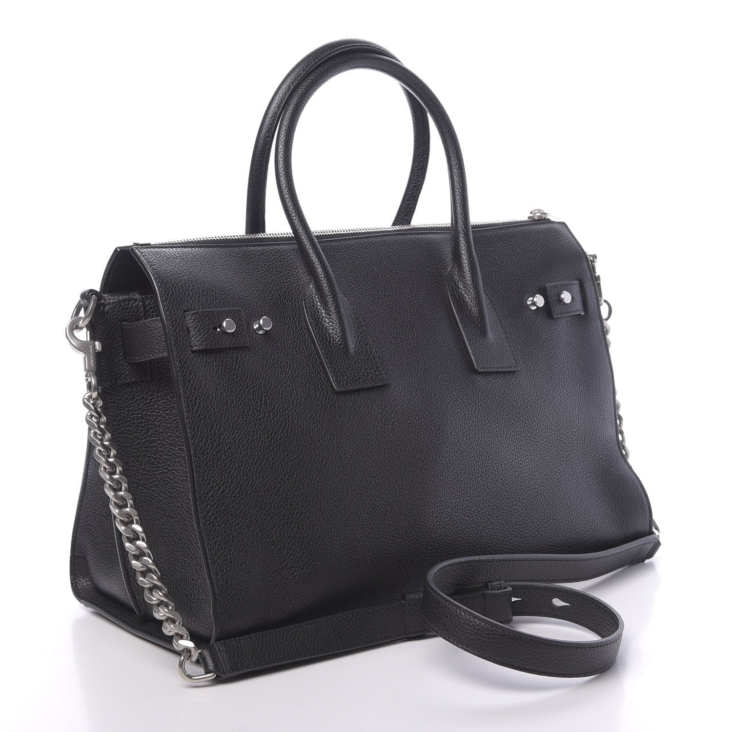 Saint Laurent Grained Calfskin Small Supple Sac De Jour Duffle Black 3 of 9