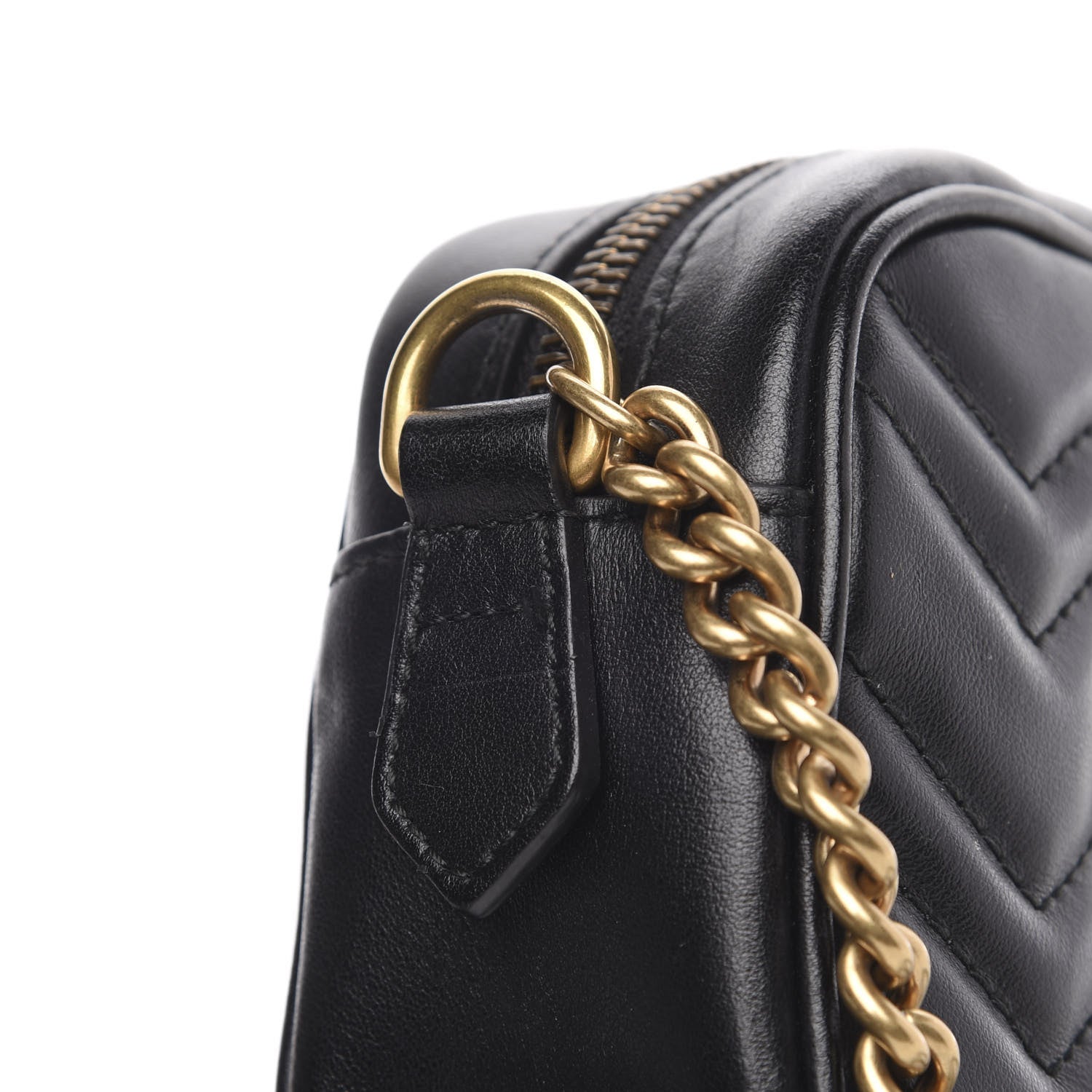 Gucci Calfskin Matelasse Mini GG Marmont Chain Shoulder Bag Black 11 of 11