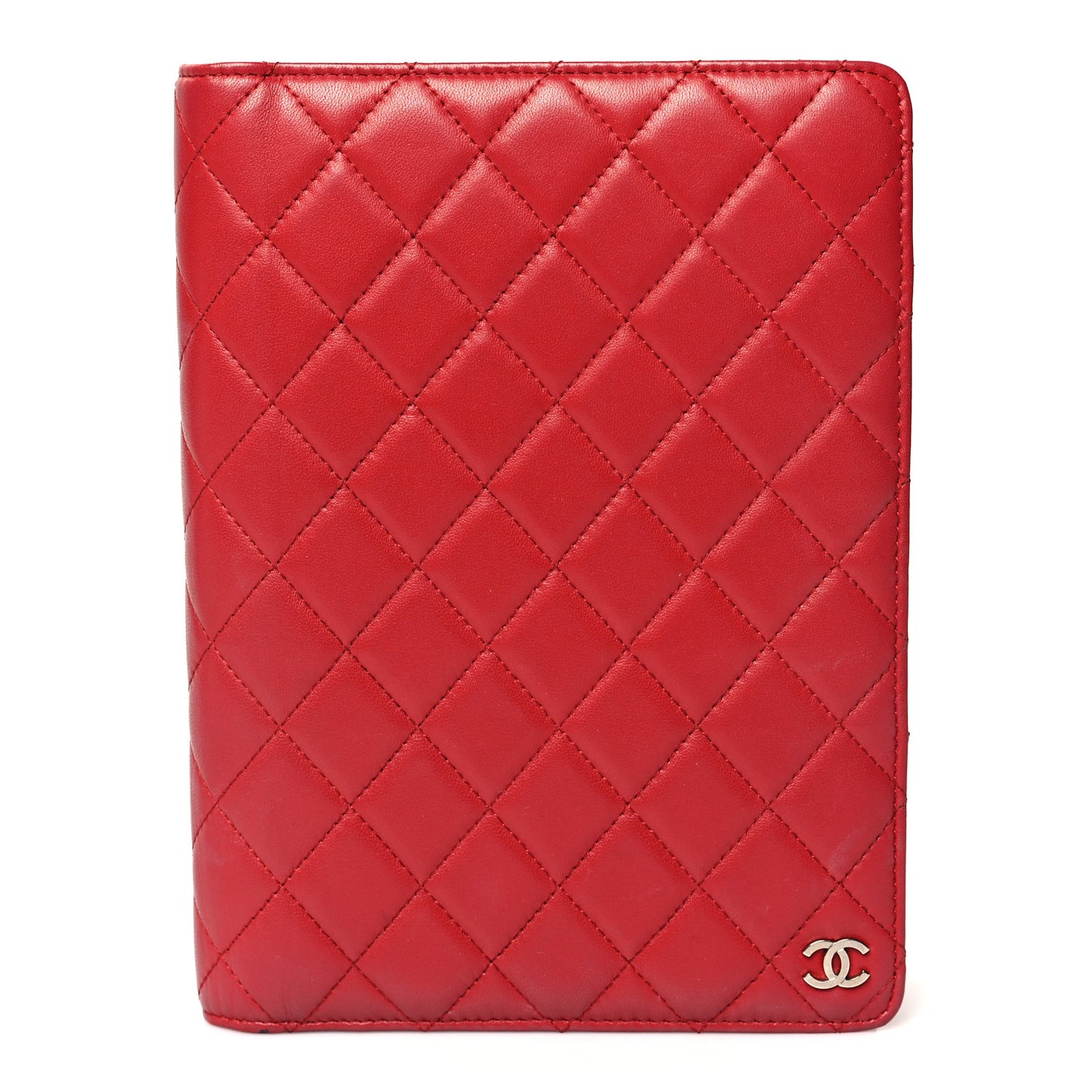 Lambskin Quilted Large Agenda Cover Red