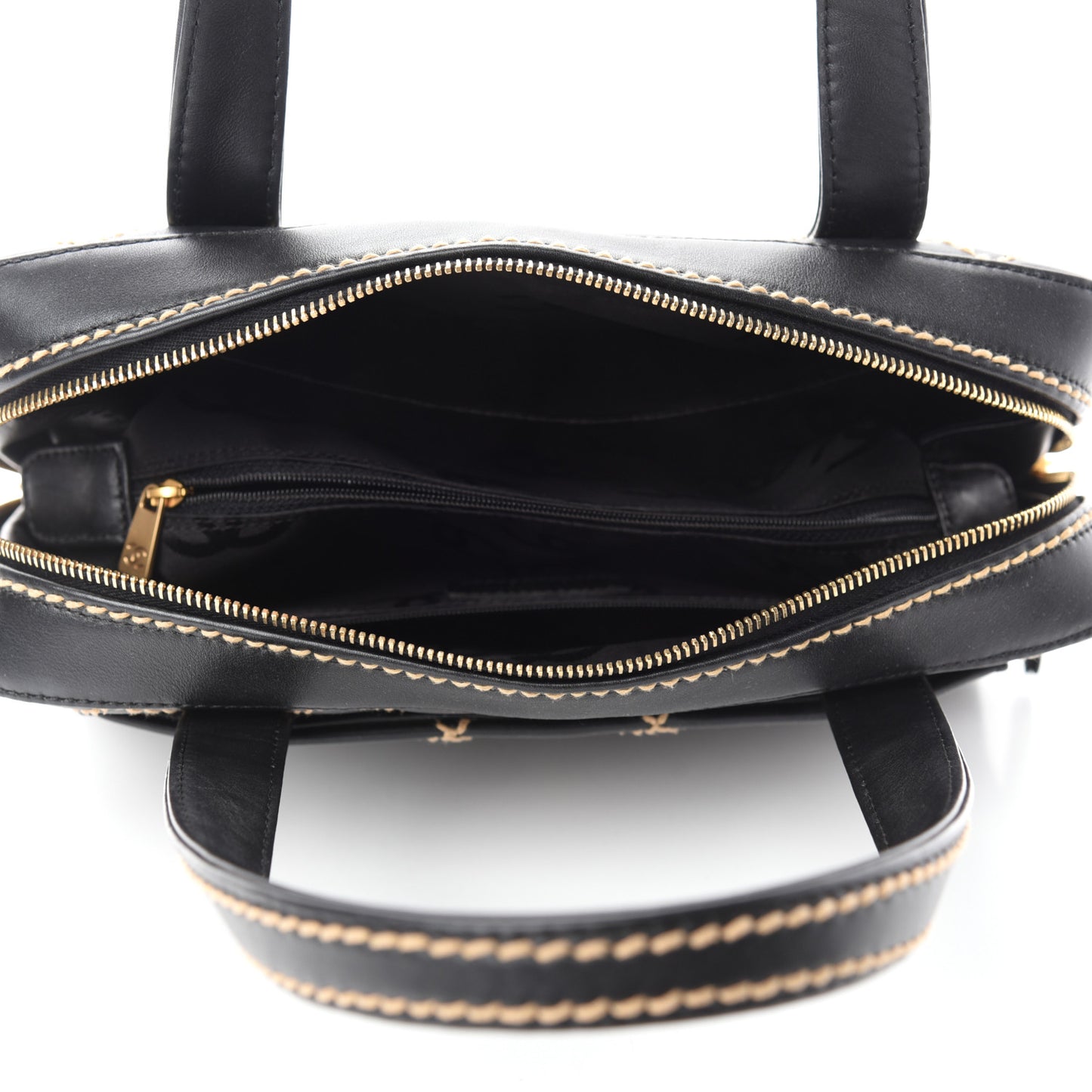 Calfskin Contrast Stitch Surpique Bowler Black