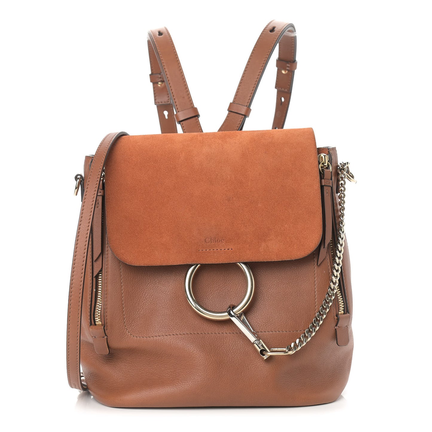 Suede Calfskin Medium Faye Backpack Tan