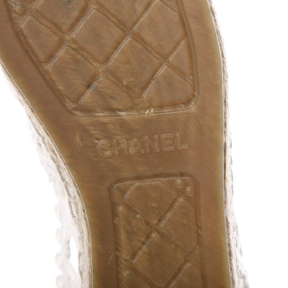 Chanel Woven Fabric Grosgrain CC Espadrilles 41 White Black 9 of 11