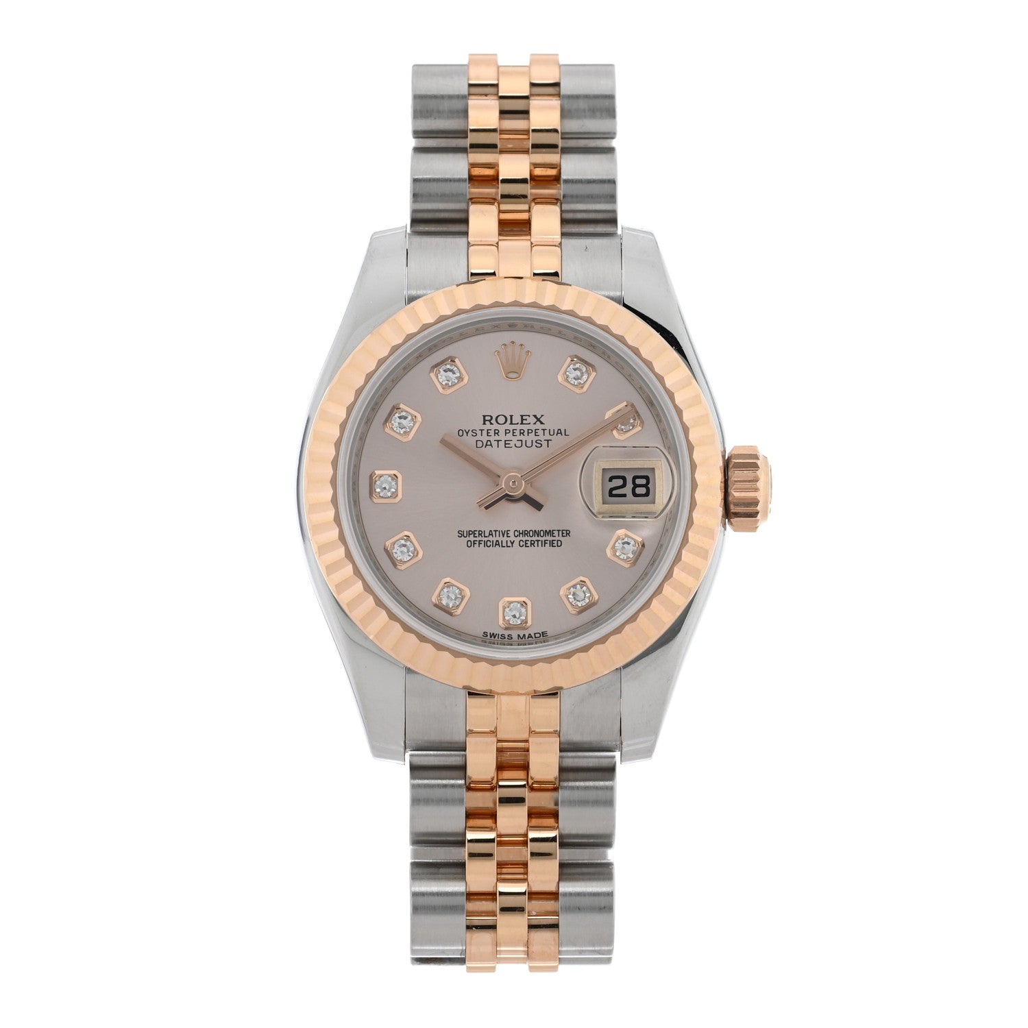 Rolex Stainless Steel 18K Everose Gold Diamond 26mm Oyster Perpetual Datejust Watch Pink 179171 1 of 4