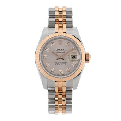 Rolex Stainless Steel 18K Everose Gold Diamond 26mm Oyster Perpetual Datejust Watch Pink 179171 1 of 4