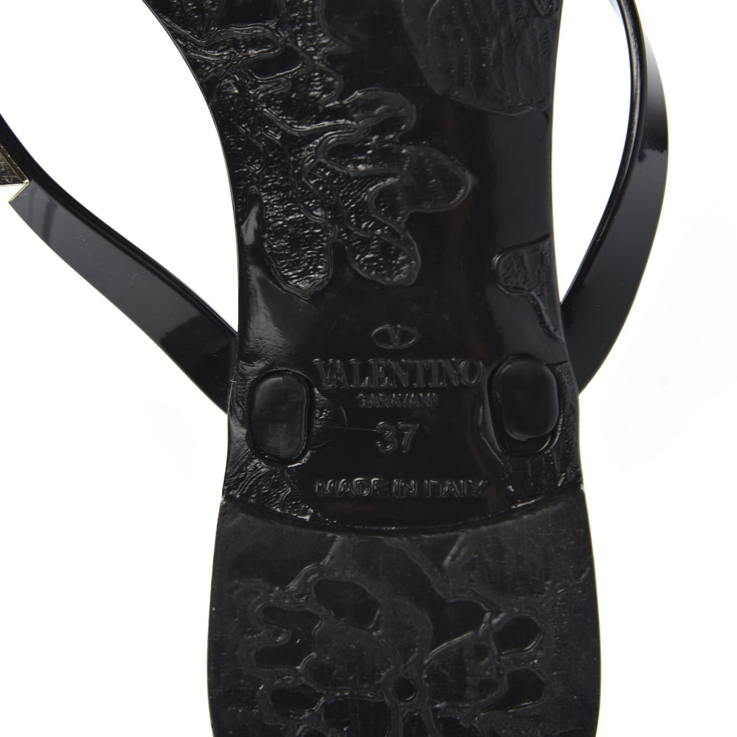 PVC Jelly Rockstud Bow Thong Sandals 37 Black