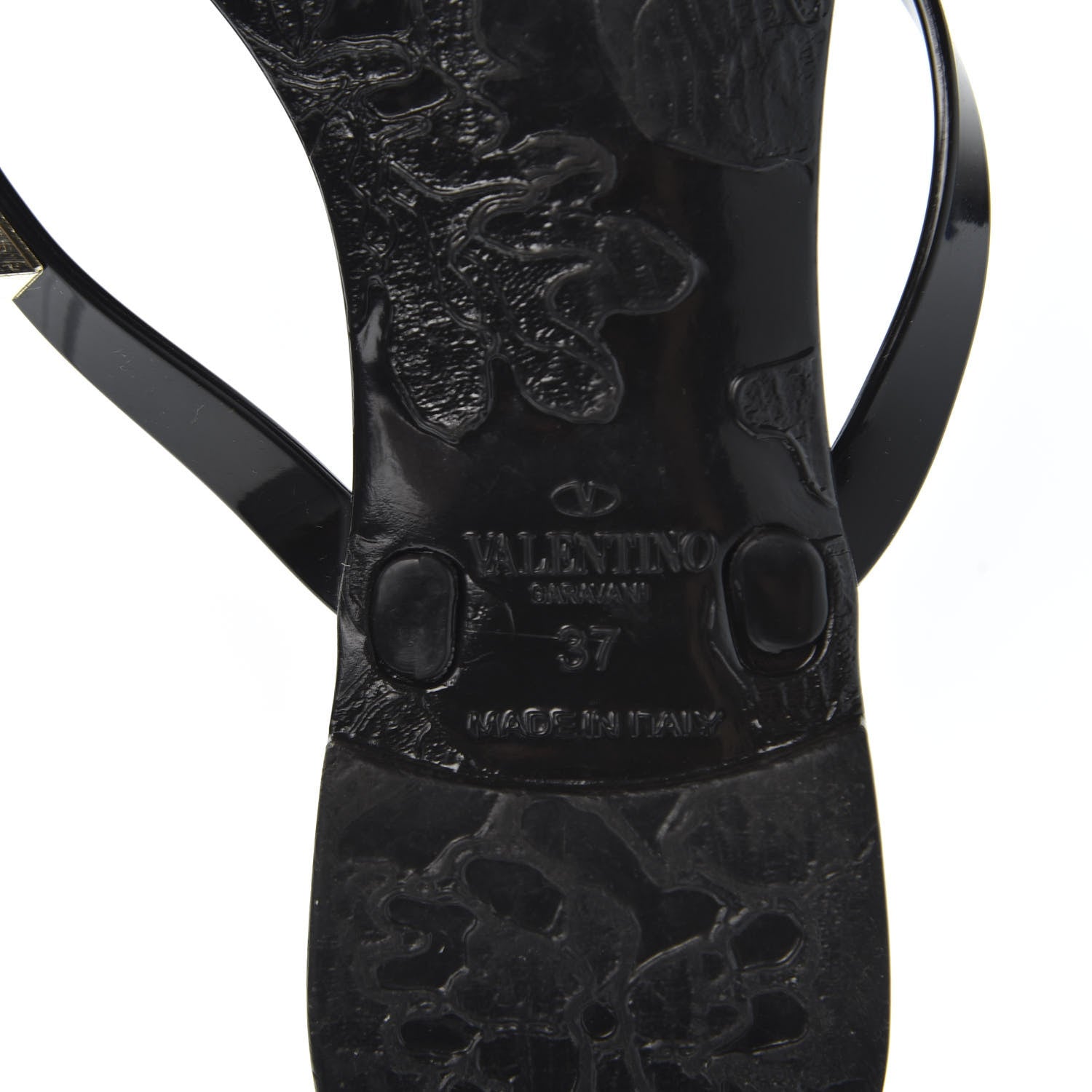 Valentino Garavani PVC Jelly Rockstud Bow Thong Sandals 37 Black 12 of 13