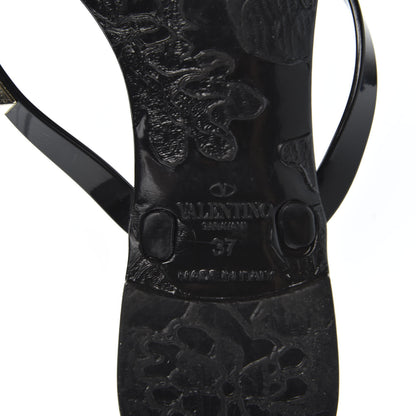 Valentino Garavani PVC Jelly Rockstud Bow Thong Sandals 37 Black 12 of 13
