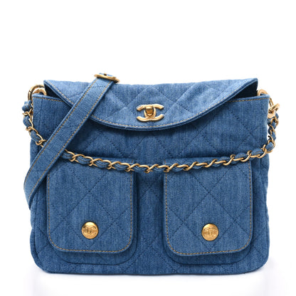 Chanel Denim Quilted Small Supple Twins Hobo Bag Blue 1 of 11