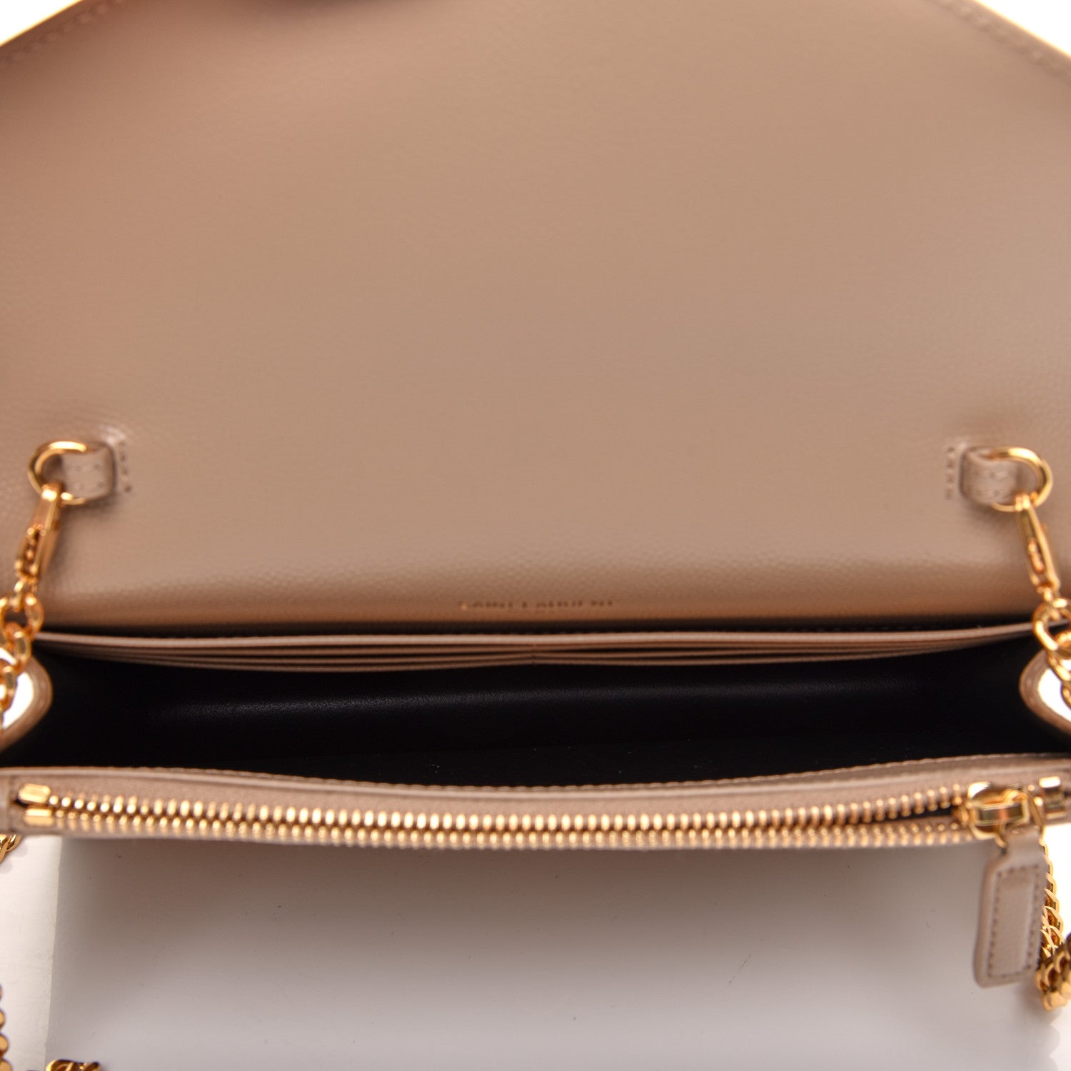 Saint Laurent Grain De Poudre Matelasse Chevron Monogram Envelope Chain Wallet Dark Beige 5 of 10