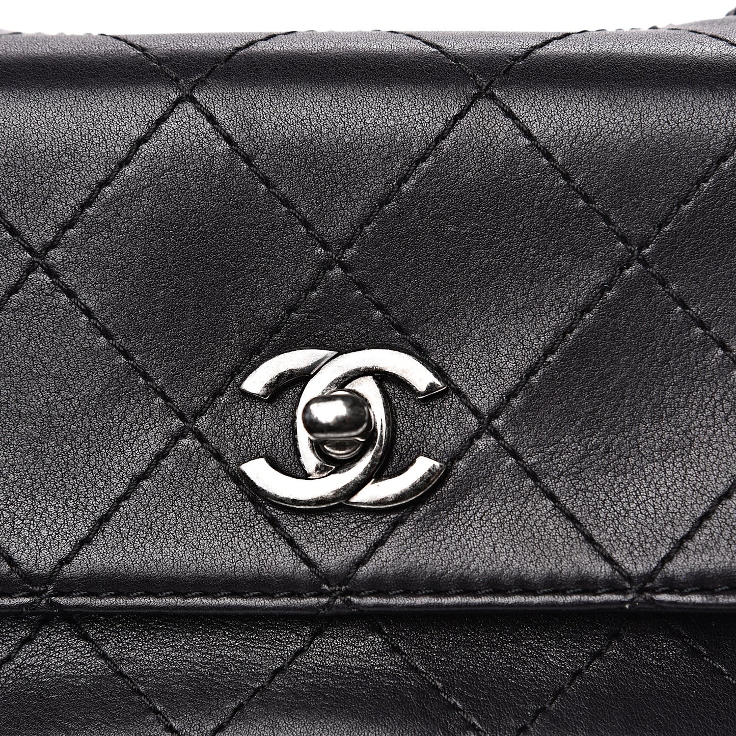 Calfskin Stitched Small Crossbody Flap Black