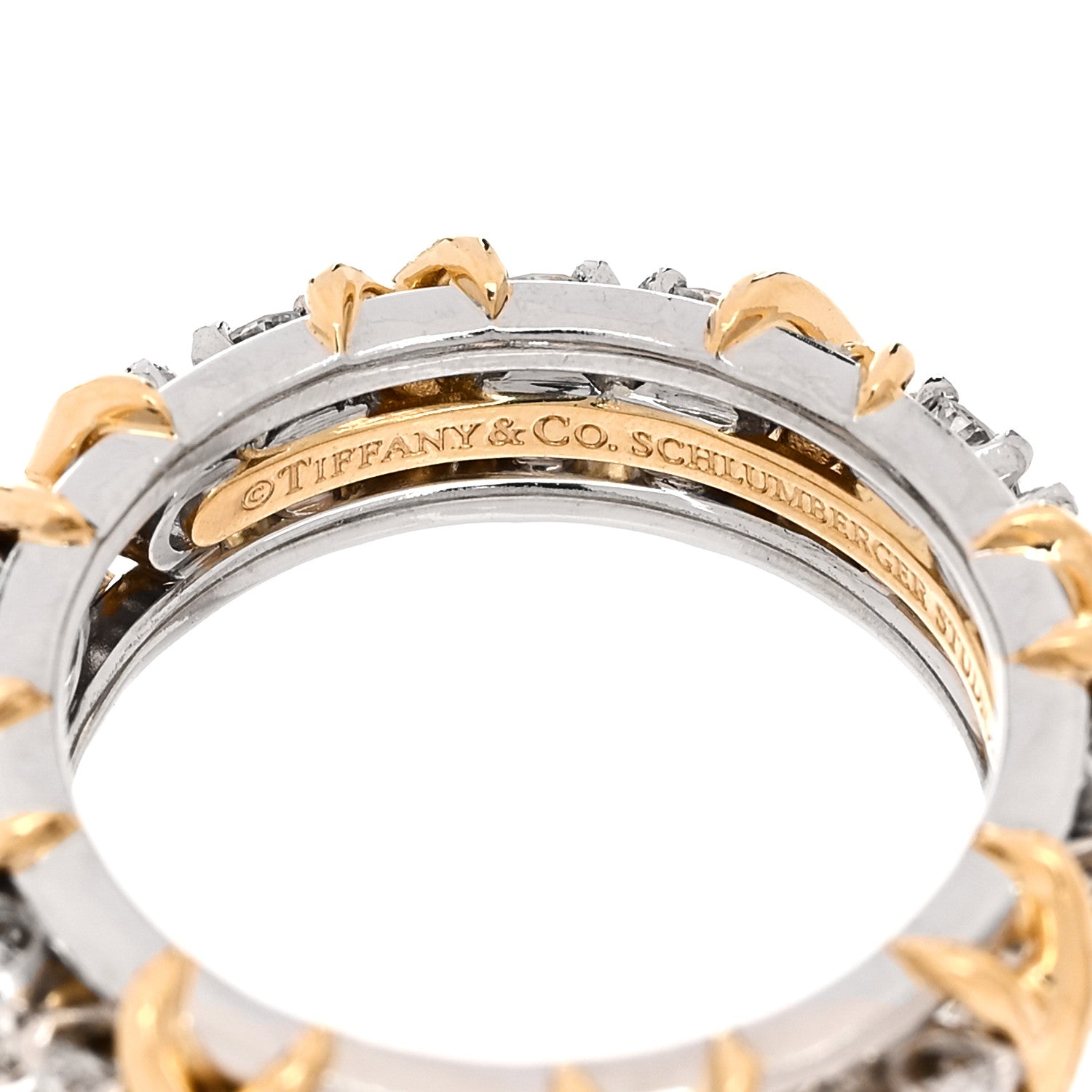 Tiffany Platinum 18K Yellow Gold Diamond Schlumberger Sixteen Stone Ring 52 6 4 of 6