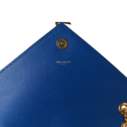 Saint Laurent Grain De Poudre Matelasse Chevron Large Monogram Satchel Blue Majorelle 5 of 16