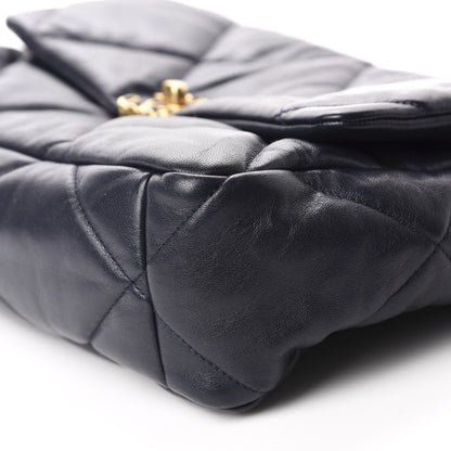 Chanel Goatskin Quilted Large 19 Flap Navy Blue 7 of 10