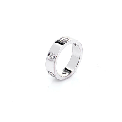 Cartier 18K White Gold 3 Diamond 5.5mm LOVE Ring 53 6.5 4 of 6