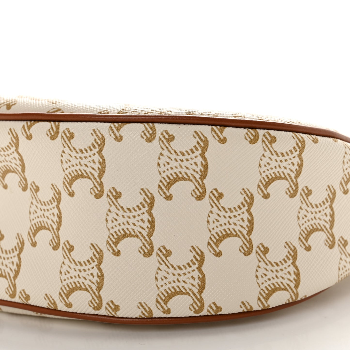 Canvas Calfskin Ava Triomphe Shoulder Bag White